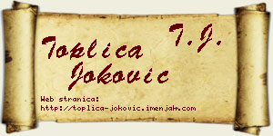 Toplica Joković vizit kartica
